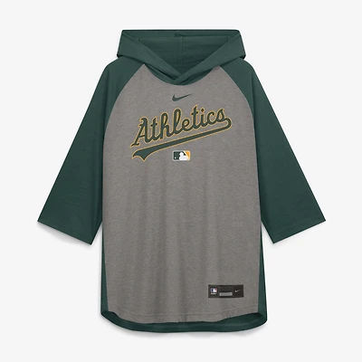 T-shirt à capuche raglan 3/4 manches Nike Athletics Authentic Collection Flux Dri-FIT pour homme, gris