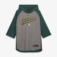 T-shirt à capuche raglan 3/4 manches Nike Athletics Authentic Collection Flux Dri-FIT pour homme, gris