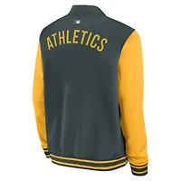 Men's Nike Green/Gold Athletics Authentic Collection Dugout Relaxed Full-Zip Bomber Jacket