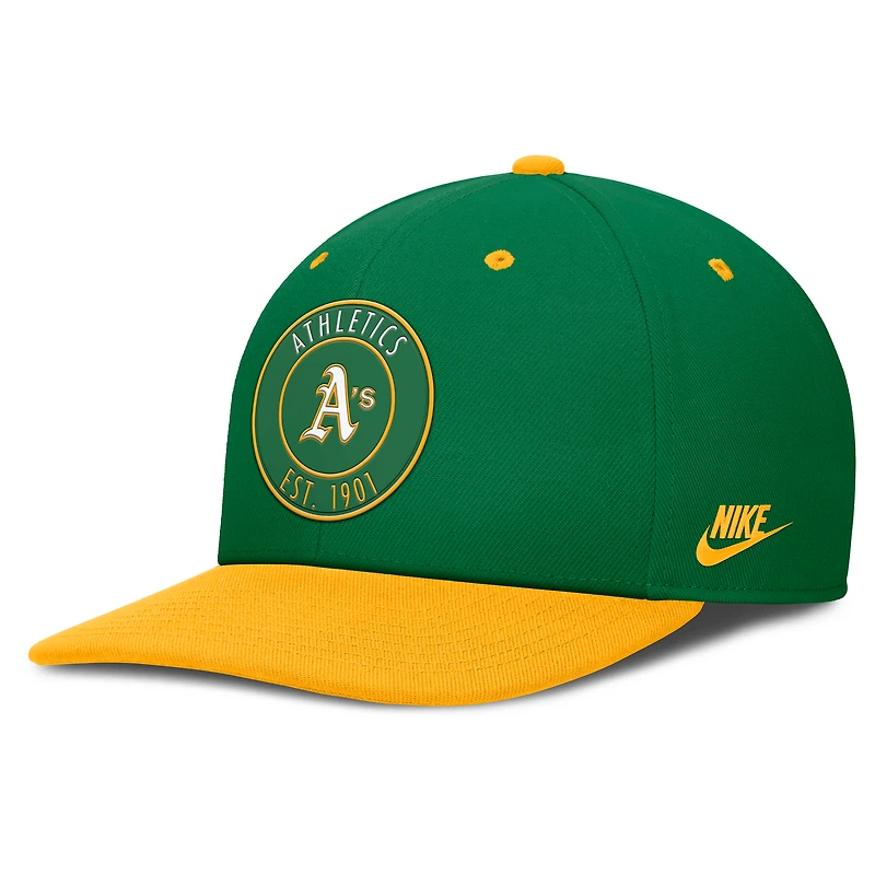 Casquette Nike Athletics Cooperstown Collection Pro Dri-FIT Snapback Vert/Or pour Homme