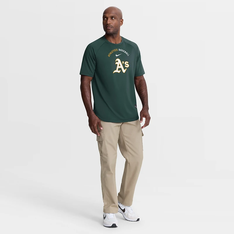 Men's Nike Green Athletics Authentic Collection Batting Practice Pre-Game Raglan Dri-FIT Top