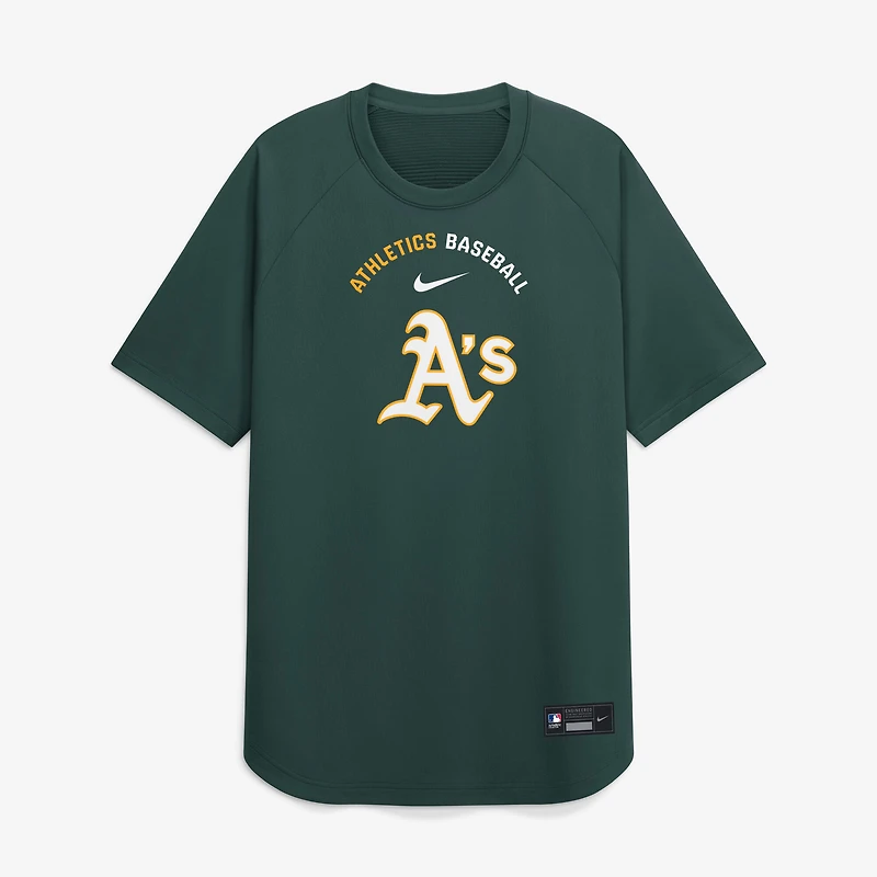 Men's Nike Green Athletics Authentic Collection Batting Practice Pre-Game Raglan Dri-FIT Top