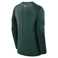 Men's Nike Green Athletics Authentic Collection Game Time Raglan Performance Long Sleeve T-Shirt