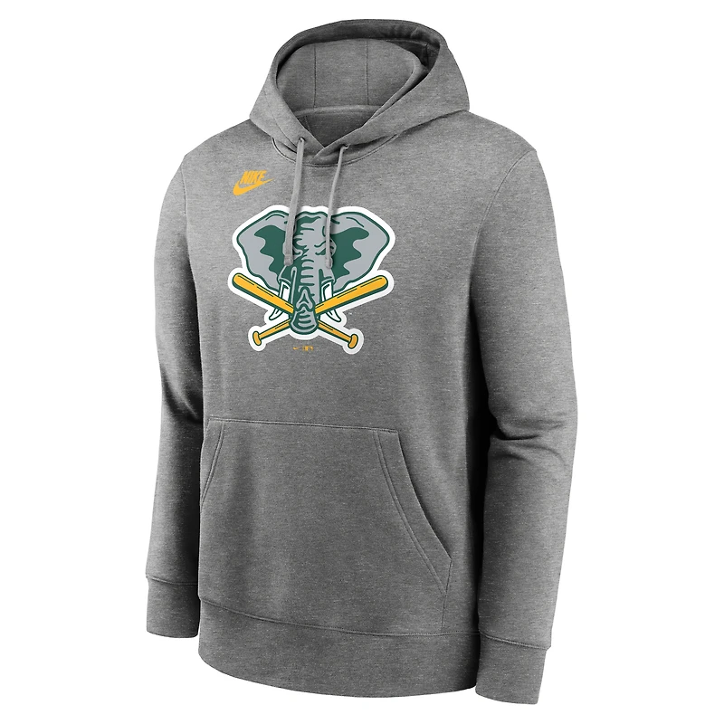 Men's Nike Heather Gray Athletics Cooperstown Collection Logo Club Hoodie