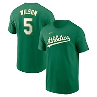 T-shirt Nike Jacob Wilson Athletics Fuse vert pour homme avec nom et numéro