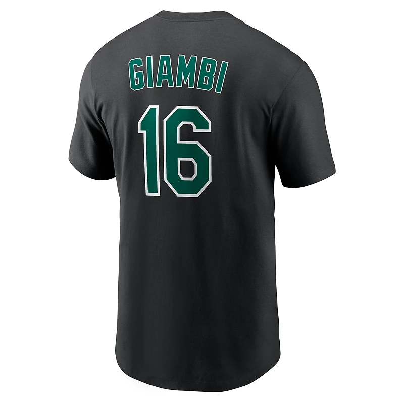 Men's Nike Jason Giambi Black Athletics Cooperstown Collection Name & Number T-Shirt
