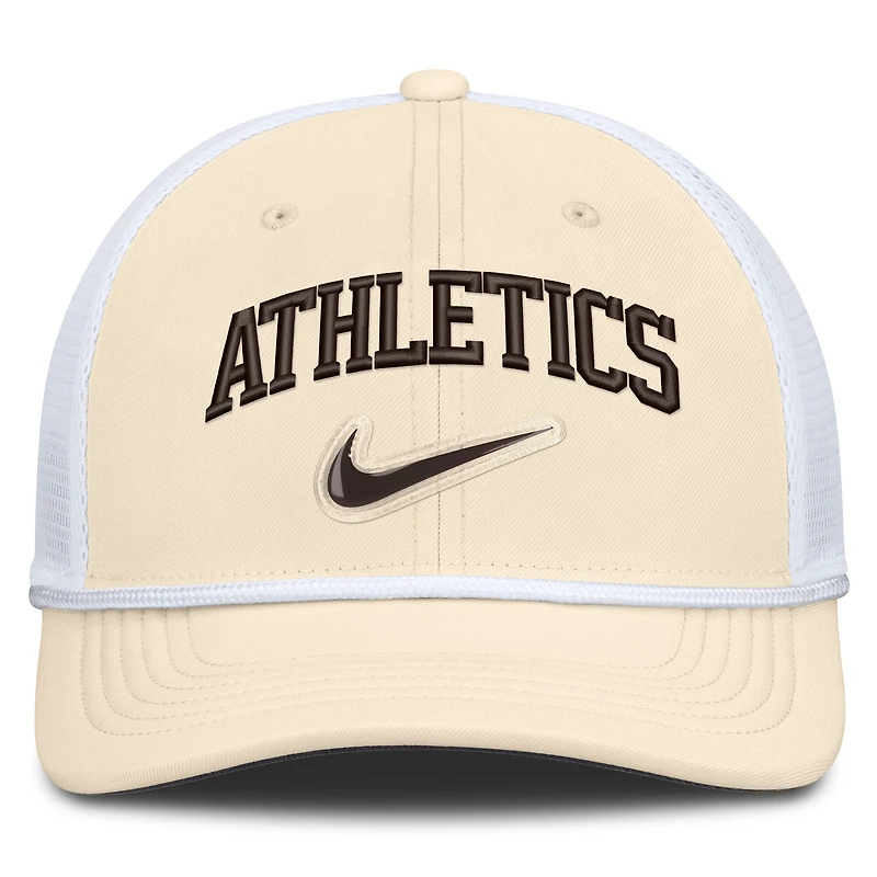 Casquette trucker ajustable Nike Athletics Rise Dri-FIT pour homme, coloris naturel/blanc