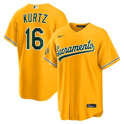 Men's Nike Nick Kurtz Gold Athletics Alternate Stadium Jersey