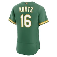 Men's Nike Nick Kurtz Green Athletics Alternate MLB Awards Authentic Jersey