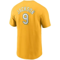 T-shirt Nike Reggie Jackson Gold Athletics Cooperstown Collection pour homme avec nom et numéro