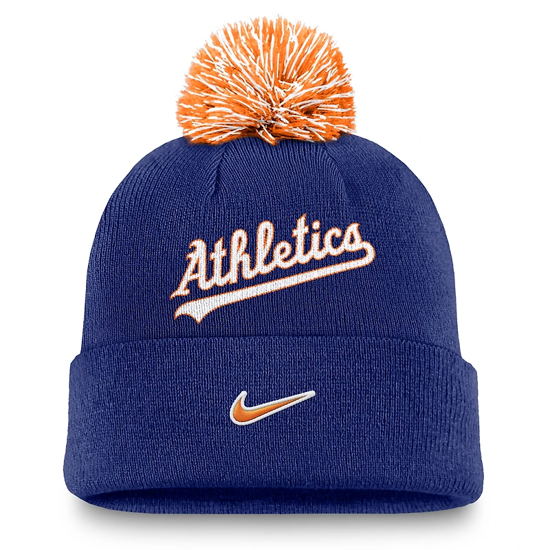 Men's Nike Royal Athletics Peak Cuffed Knit Hat with Pom