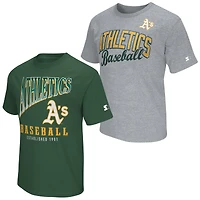 Ensemble de deux t-shirts sport Starter vert/gris chiné pour homme