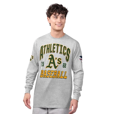 Men's Starter  Heather Gray/Green Athletics Two-Pack Long Sleeve & Short T-Shirt Set