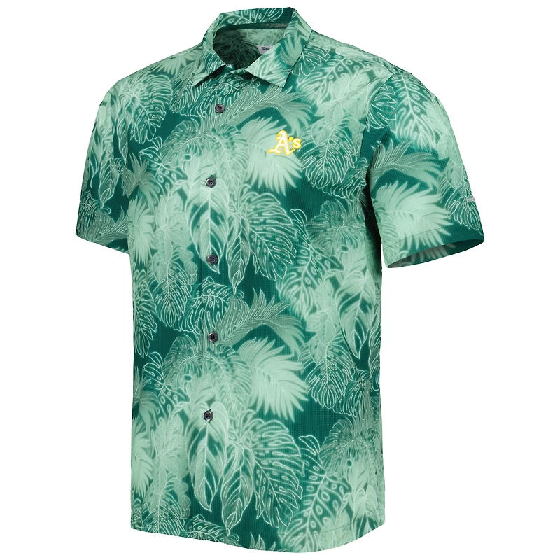 Men's Tommy Bahama Green Athletics Coast Luminescent Fronds IslandZone Button-Up Camp Shirt