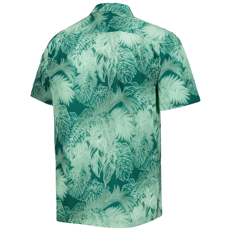 Men's Tommy Bahama Green Athletics Coast Luminescent Fronds IslandZone Button-Up Camp Shirt
