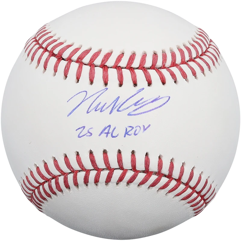 Balle de baseball autographiée par Nick Kurtz (Athletics) avec inscription « 25 AL ROY »