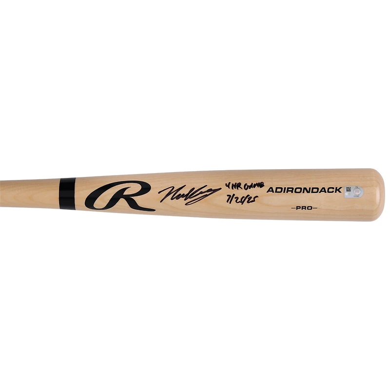 Nick Kurtz Athletics Autographed Blonde Rawlings Pro Bat with "4 HR Game 7/25/25" Inscription