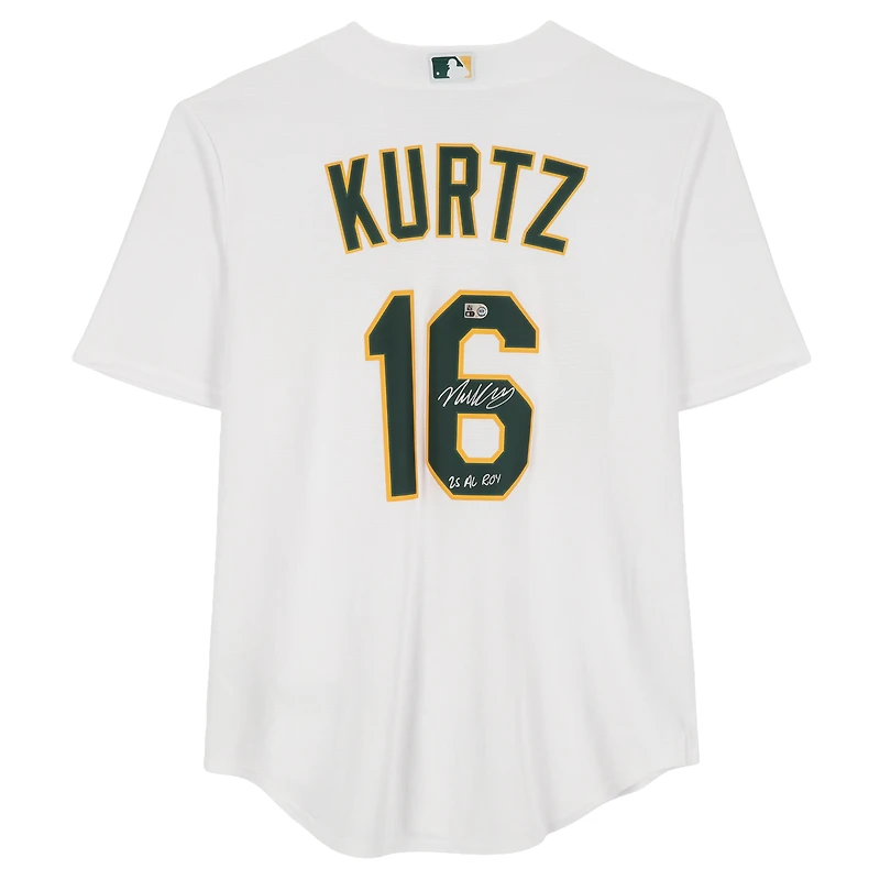 Nick Kurtz Athletics Autographed White Nike Replica Jersey with "25 AL ROY" Inscription