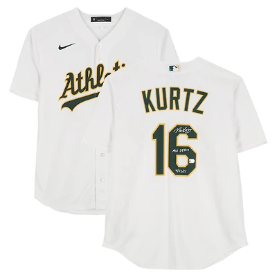 Nick Kurtz Athletics Autographed White Nike Replica Jersey with "MLB Debut 4/23/25" Inscription