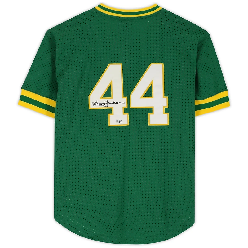 Reggie Jackson Athletics Autographed Green Mitchell & Ness Replica Batting Practice Jersey