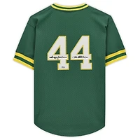 Maillot d'entraînement de frappeur autographié par Reggie Jackson Green Athletics avec l'inscription « Mr. October »
