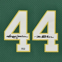 Maillot d'entraînement de frappeur autographié par Reggie Jackson Green Athletics avec l'inscription « Mr. October »