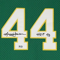 Maillot d'entraînement au bâton autographié par Reggie Jackson Kelly Green Athletics de la collection Cooperstown de Mitchell & Ness avec inscription « HOF 93 »