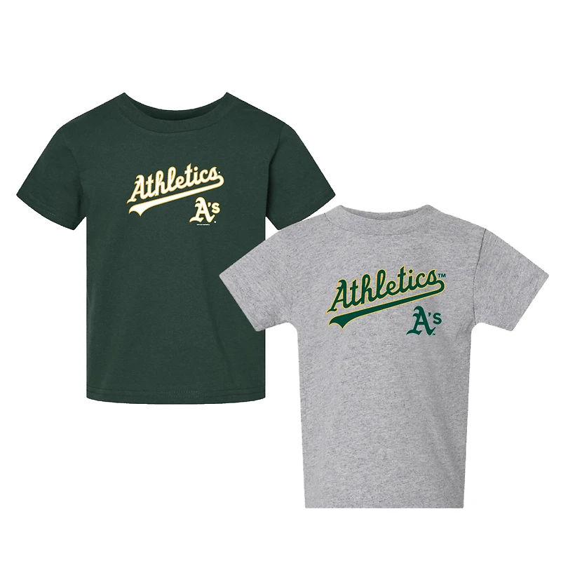 Ensemble de 2 t-shirts pour tout-petits avec logo Athletics vert/gris