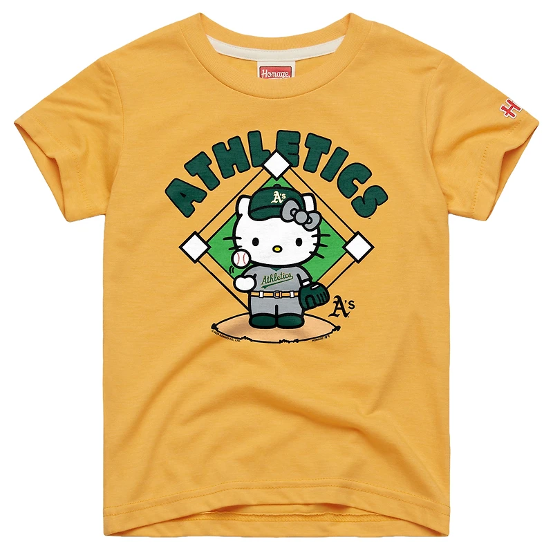 Toddler Homage Gold Athletics Hello Kitty x MLB Tri-Blend T-Shirt