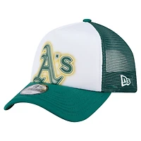 Toddler New Era  White/Green Athletics Painted A-Frame 9FORTY Trucker Adjustable Hat