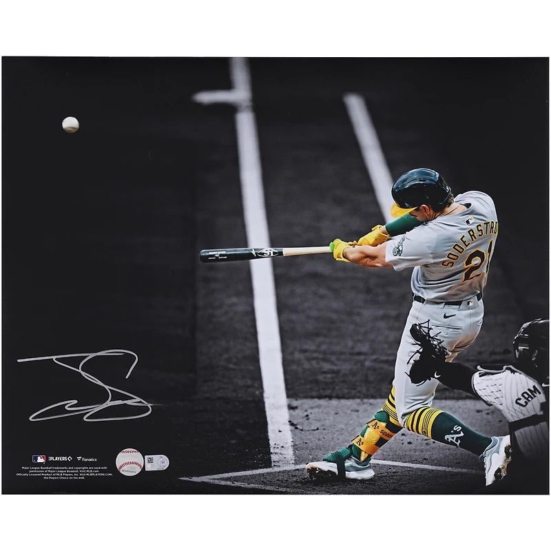 Tyler Soderstrom Athletics Autographed 16" x 20" Home Run Spotlight Photograph