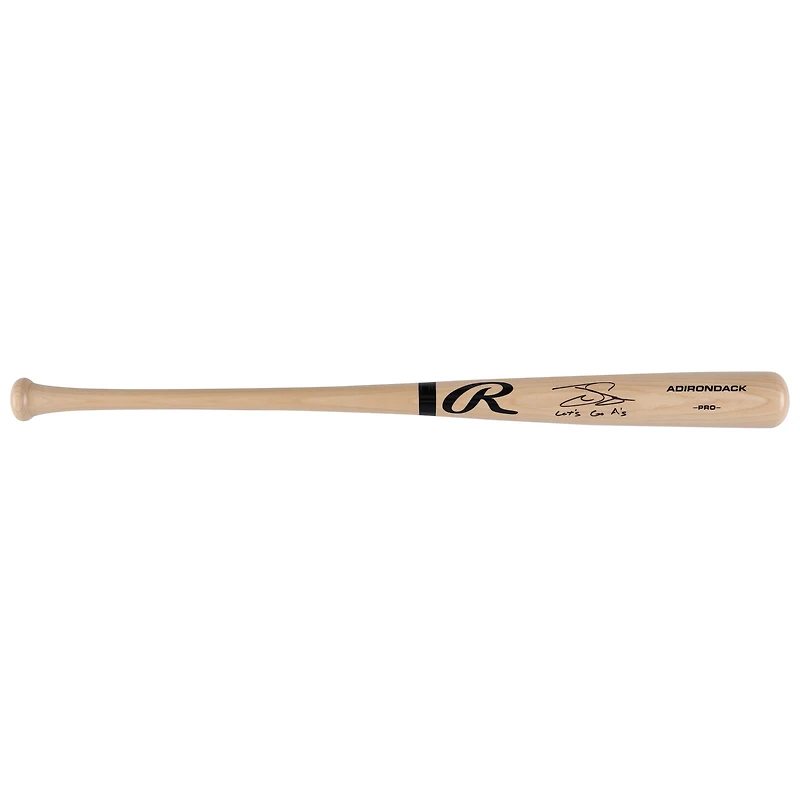 Tyler Soderstrom Athletics Autographed Blonde Rawlings Pro Bat with "Let's Go A's" Inscription