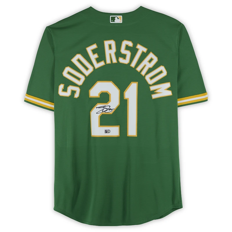 Maillot réplique vert Nike autographié de Tyler Soderstrom Athletics