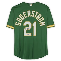 Maillot réplique vert Nike autographié de Tyler Soderstrom Athletics