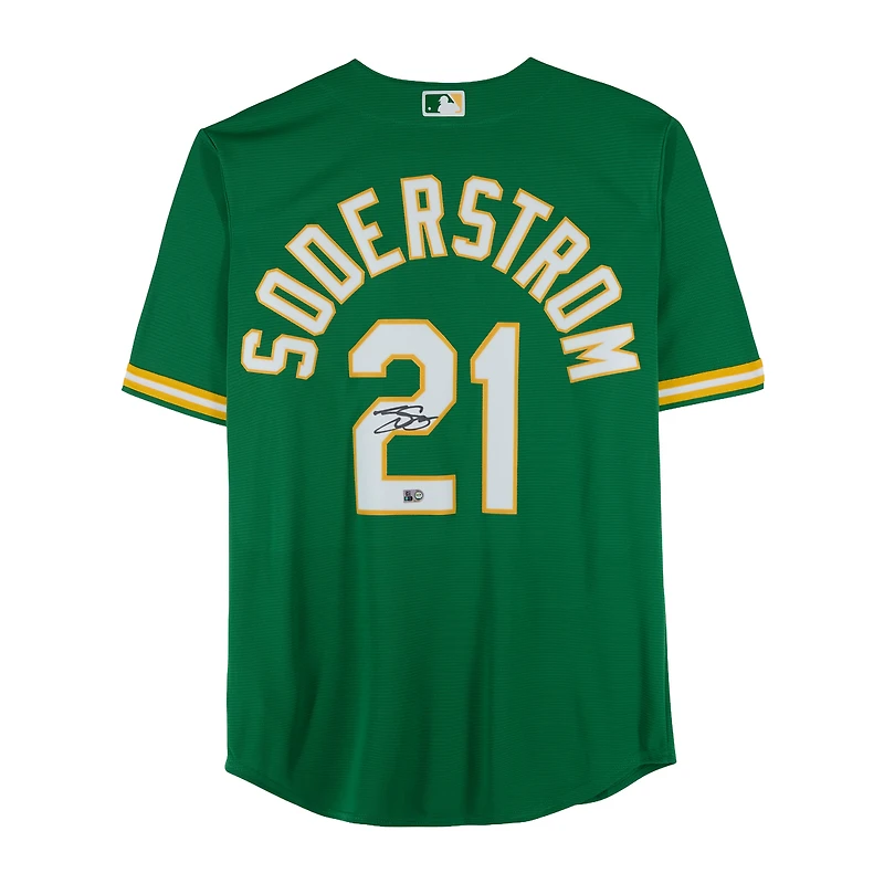Tyler Soderstrom Athletics Autographed Green Nike Replica Jersey