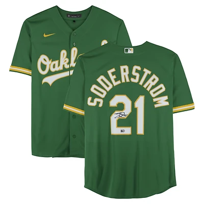 Maillot réplique vert Nike autographié de Tyler Soderstrom Athletics