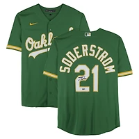 Maillot réplique vert Nike autographié de Tyler Soderstrom Athletics