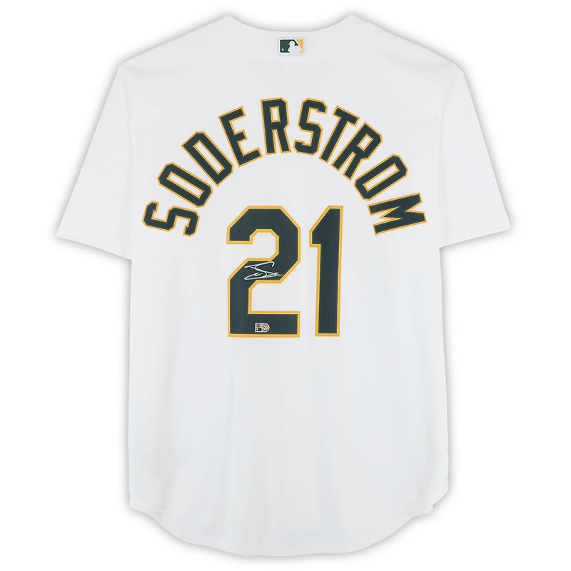 Tyler Soderstrom Athletics Autographed White Nike Replica Jersey