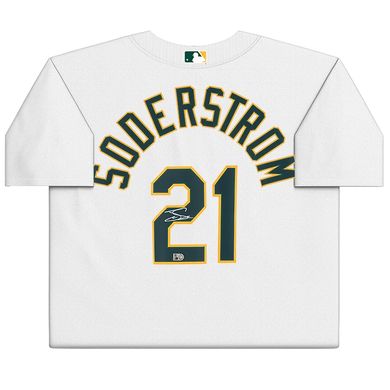 Tyler Soderstrom Athletics Autographed White Nike Replica Jersey