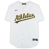 Tyler Soderstrom Athletics Autographed White Nike Replica Jersey with "Let's Go A's" Inscription 