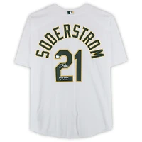 Tyler Soderstrom Athletics Autographed White Nike Replica Jersey with "MLB Debut 7/14/23" Inscription