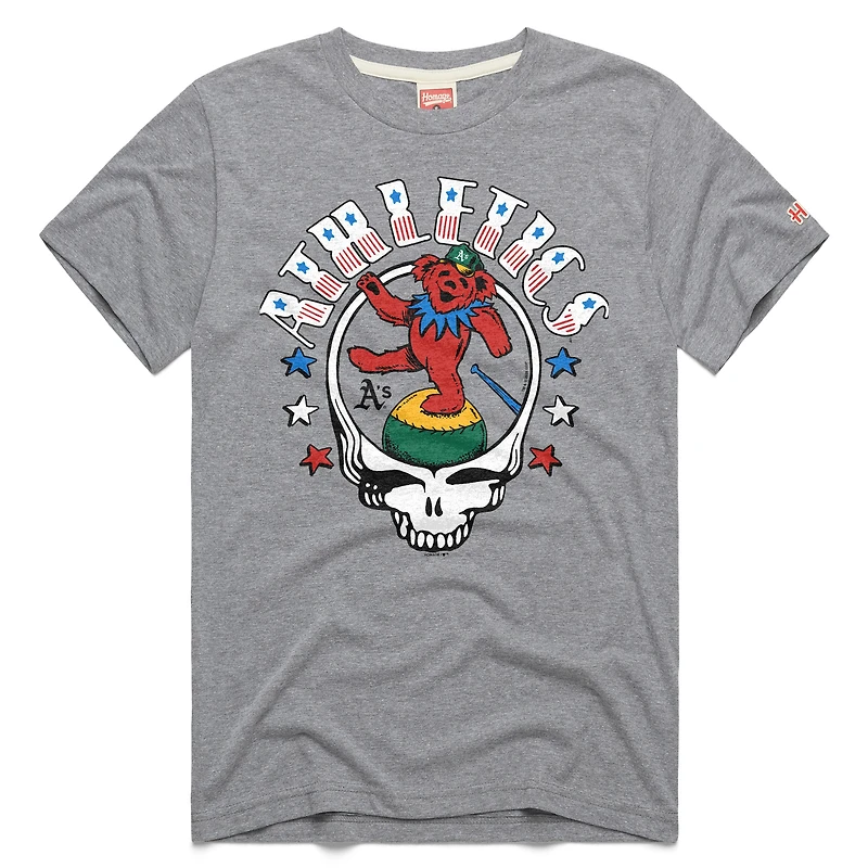 Unisex Homage Gray Athletics MLB x Grateful Dead Americana Tri-Blend T-Shirt
