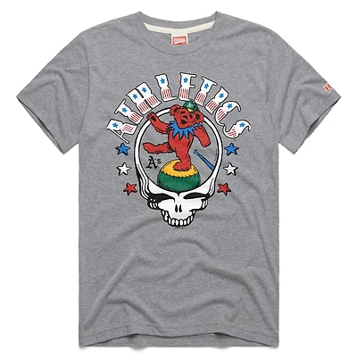 Unisex Homage Gray Athletics MLB x Grateful Dead Americana Tri-Blend T-Shirt