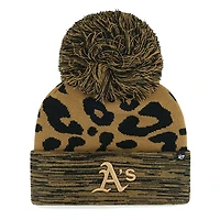 Bonnet en tricot à revers et pompon pour femme '47 Athletics Leopard Rosette