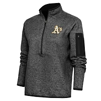 Veste à enfiler glissière quart de tour pour femme Antigua Heather Black Athletics Logo Fortune