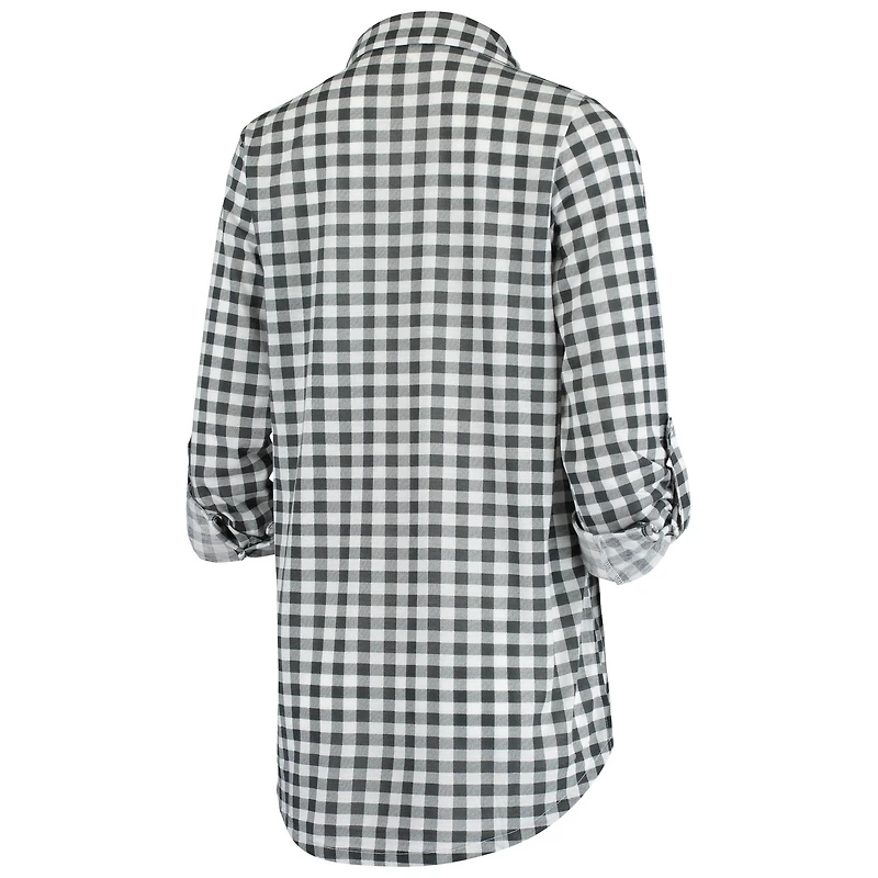 Women's Concepts Sport Charcoal Athletics Wanderer Long Sleeve Button-Up Nightshirt