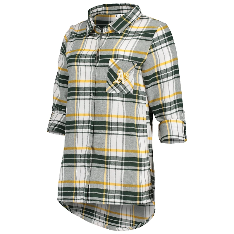 Chemise de nuit en flanelle Concepts Sport verte et dorée pour femmes