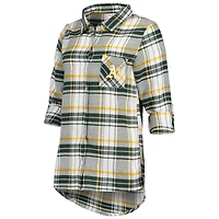 Chemise de nuit en flanelle Concepts Sport verte et dorée pour femmes
