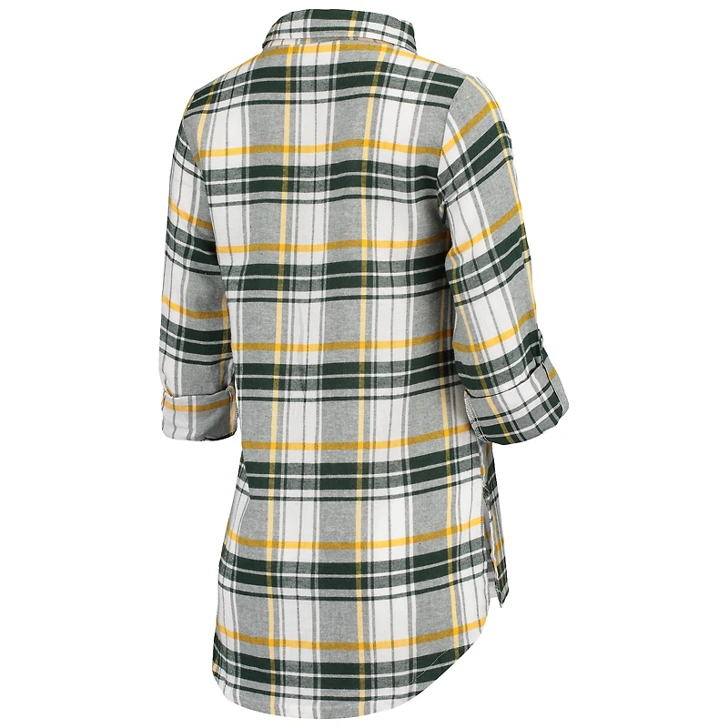 Chemise de nuit en flanelle Concepts Sport verte et dorée pour femmes