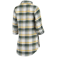 Chemise de nuit en flanelle Concepts Sport verte et dorée pour femmes